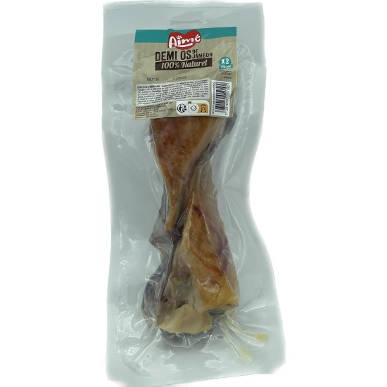 Aimé - 2 Half Bones for Dogs with Ham - Chew Bones for Dogs 100% Natural - Treat for Dogs of All Breeds, All Ages and Sizes - Dog Reward Aimé - 2 Half Bones for Dogs with Ham - Chew Bones for Dogs 100% Natural - Treat for Dogs of All Breeds, All Ages and Sizes - Dog Reward
