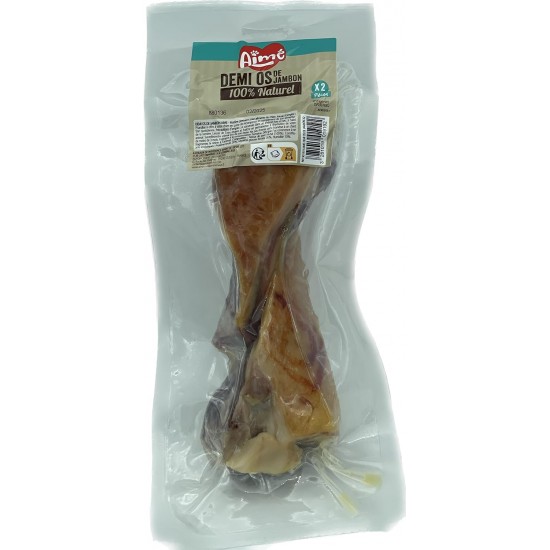 Aimé - 2 Half Bones with Ham for Dogs - 100% Natural - Treat and Reward for All Breeds, All Ages and Sizes Aimé - 2 Half Bones with Ham for Dogs - 100% Natural - Treat and Reward for All Breeds, All Ages and Sizes
