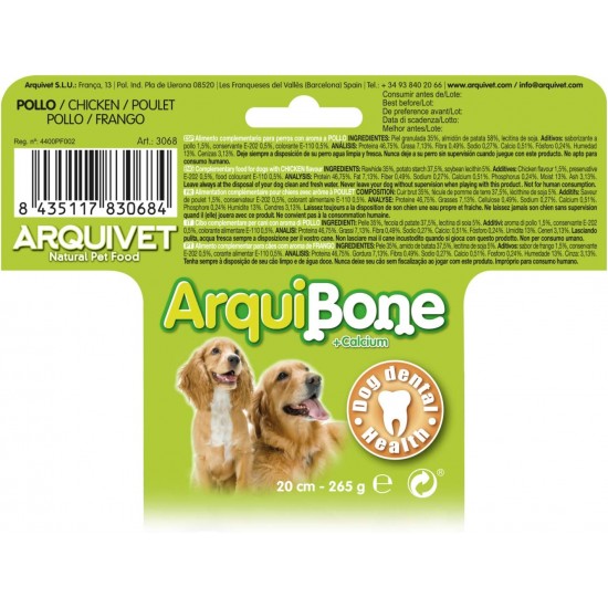 Arquivet Arquibone Chicken, 12 Pieces, 20 cm, 265 g - Bones for Dogs, Snacks, Treats, Rewards and Treats for Dogs, Made from Natural Ingredients Arquivet Arquibone Chicken, 12 Pieces, 20 cm, 265 g - Bones for Dogs, Snacks, Treats, Rewards and Treats for Dogs, Made from Natural Ingredients