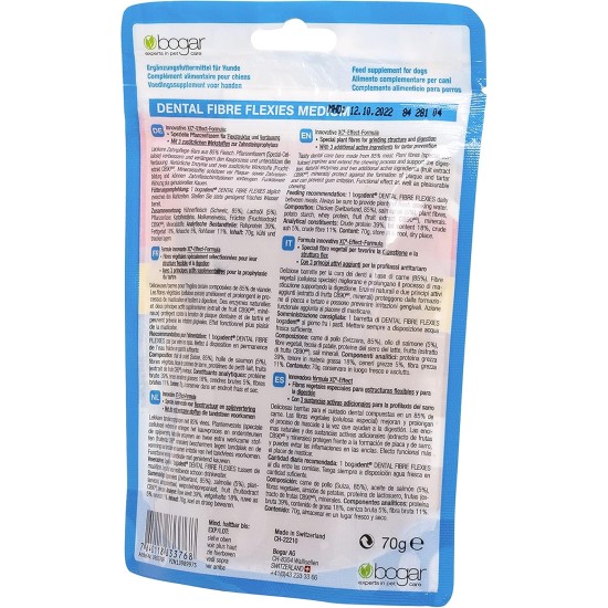 Bogadent Dental Fibre Flexies - Dog Chew Item Against Tartar & Plaque - Dog Chew Sticks for Daily Dogs Dental Care - With Plant Fibres for Better Digestion - Pack of 1 - 70 g Bogadent Dental Fibre Flexies - Dog Chew Item Against Tartar & Plaque - Dog Chew Sticks for Daily Dogs Dental Care - With Plant Fibres for Better Digestion - Pack of 1 - 70 g