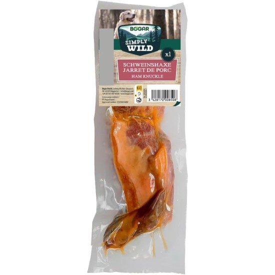 Bogar - Simply Wild - Hundeknochen – Hundefutter als Ergänzung zur täglichen Ernährung – Hundeleckerli in Form Einer getrockneten Schweinehaxe – Unterstützt die Hundepflege & Zahngesundheit Bogar - Simply Wild - Hundeknochen – Hundefutter als Ergänzung zur täglichen Ernährung – Hundeleckerli in Form Einer getrockneten Schweinehaxe – Unterstützt die Hundepflege & Zahngesundheit