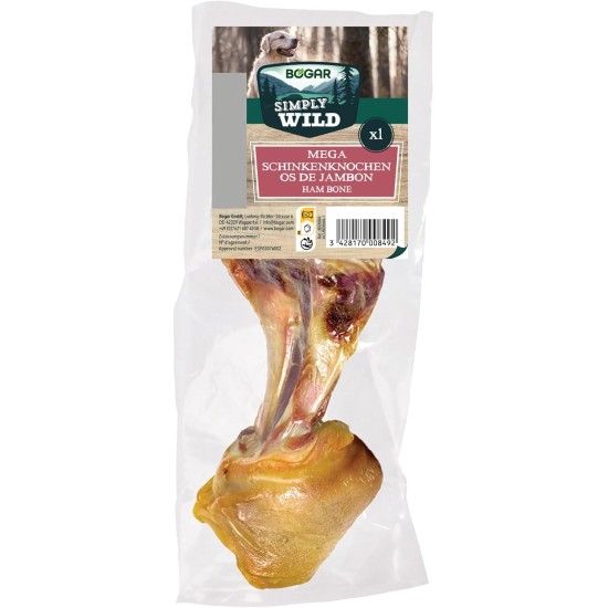 Bogar - Simply Wild - Hundeknochen – Hundefutter als Ergänzung zur täglichen Ernährung – Hundeleckerli in Form eines getrockneten Mega-Schweineknochens – Unterstützt die Hundepflege & Zahngesundheit Bogar - Simply Wild - Hundeknochen – Hundefutter als Ergänzung zur täglichen Ernährung – Hundeleckerli in Form eines getrockneten Mega-Schweineknochens – Unterstützt die Hundepflege & Zahngesundheit