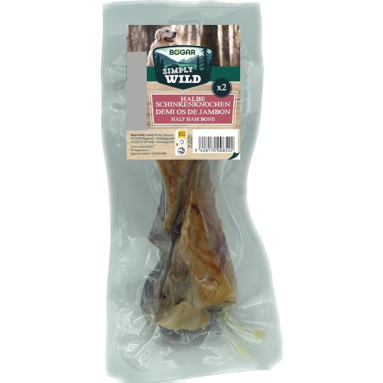 Bogar - Simply Wild - Hundeknochen – Hundefutter als Ergänzung zur täglichen Ernährung – Hundeleckerli in Form von 2 halben getrockneten Schweineknochen – Unterstützt die Hundepflege & Zahngesundheit Bogar - Simply Wild - Hundeknochen – Hundefutter als Ergänzung zur täglichen Ernährung – Hundeleckerli in Form von 2 halben getrockneten Schweineknochen – Unterstützt die Hundepflege & Zahngesundheit