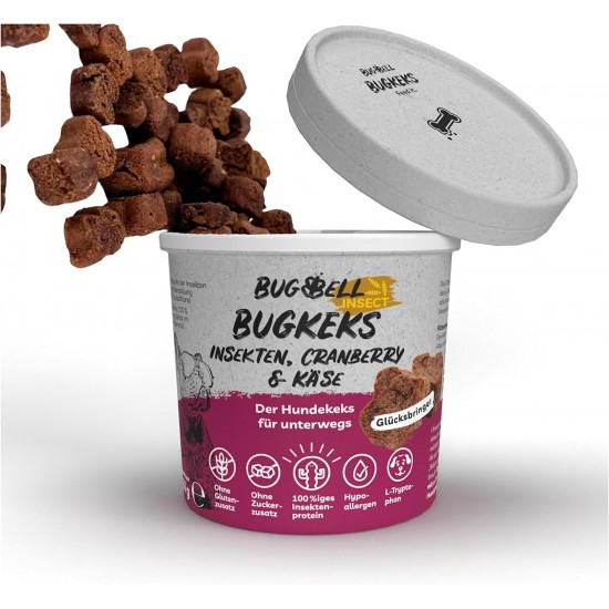 BugBell 8 x 150 g Dog Biscuit, Healthy Treat with Function, No Cereals, No Sugar, Hypoallergenic, Blueberry & Psyllium Seeds & Probiotics for Detoxification & Detoxification, Low Purine Insect Protein BugBell 8 x 150 g Dog Biscuit, Healthy Treat with Function, No Cereals, No Sugar, Hypoallergenic, Blueberry & Psyllium Seeds & Probiotics for Detoxification & Detoxification, Low Purine Insect Protein