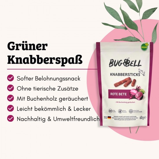 BugBell Soft Dog Treats with Beetroot 60 g, Dog Snack, Dog Treats, Hypoallergenic, Vegan, No Sugar, with High-Quality Raw Materials BugBell Soft Dog Treats with Beetroot 60 g, Dog Snack, Dog Treats, Hypoallergenic, Vegan, No Sugar, with High-Quality Raw Materials