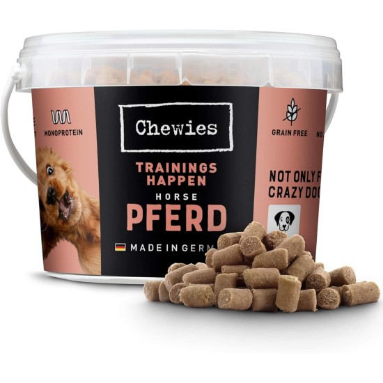 Chewies Trainingshappen Pferd - Monoprotein Snack für Hunde - 300 g - getreidefrei & zuckerfrei - Softe Leckerlies fürs Hundetraining - hypoallergen Chewies Trainingshappen Pferd - Monoprotein Snack für Hunde - 300 g - getreidefrei & zuckerfrei - Softe Leckerlies fürs Hundetraining - hypoallergen