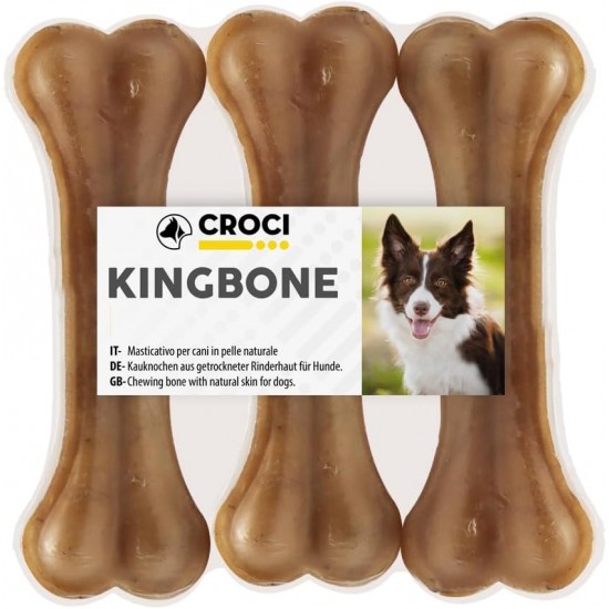 Croci KING BONE Dog Bone Chew Reward Snack Natural Cowhide Leather Teeth Cleaning Toothpicks 10cm - Pack of 3 Croci KING BONE Dog Bone Chew Reward Snack Natural Cowhide Leather Teeth Cleaning Toothpicks 10cm - Pack of 3