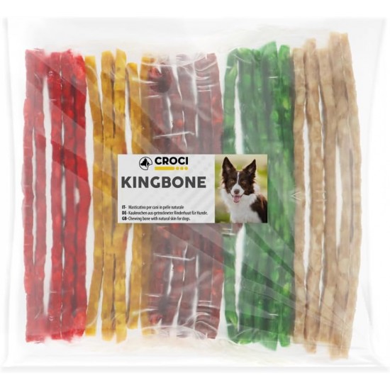 Croci King Bone Munchy Bone Bars for Dogs, Premium Chew Snacks for Dogs Made of Natural Cowhide Leather, Teeth Cleaning, 12.5 cm, Pack of 25 Croci King Bone Munchy Bone Bars for Dogs, Premium Chew Snacks for Dogs Made of Natural Cowhide Leather, Teeth Cleaning, 12.5 cm, Pack of 25