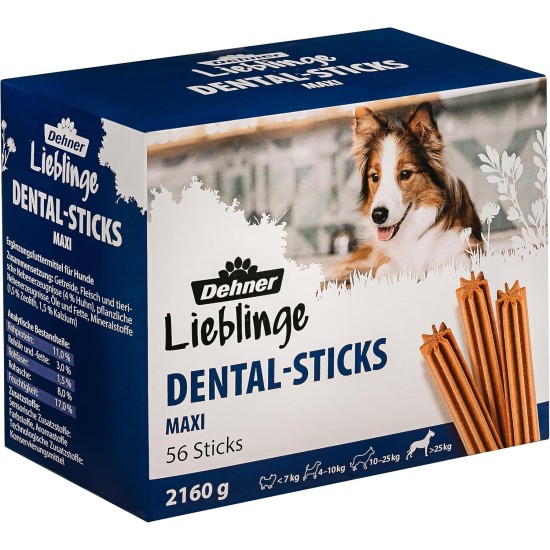 Dehner Dental Dog Snack Sticks 2160 g Maxi for Dogs 25kg Pack of 56