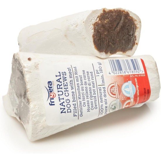 Dog snacks, filled bone with beef, 1 piece, 120 g, long-lasting chewing fun, low odour, protein rich Dog snacks, filled bone with beef, 1 piece, 120 g, long-lasting chewing fun, low odour, protein rich