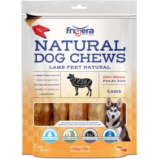 Frigera Lamb Feet Pack of 5, 250 g - Natural, Protein-Rich Treats for Dogs, Gluten and Grain-Free, Barf Frigera Lamb Feet Pack of 5, 250 g - Natural, Protein-Rich Treats for Dogs, Gluten and Grain-Free, Barf