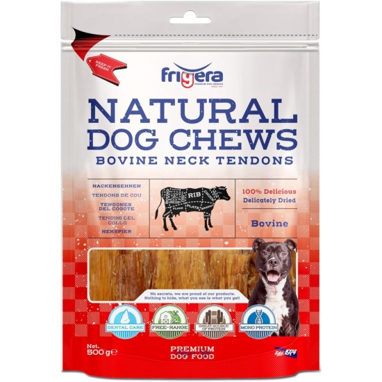 Frigera Neck Tendons 500 g - Natural, Protein-Rich Treats for Dogs, Gluten and Grain-Free, High-Quality Dog Snacks without Additives Frigera Neck Tendons 500 g - Natural, Protein-Rich Treats for Dogs, Gluten and Grain-Free, High-Quality Dog Snacks without Additives