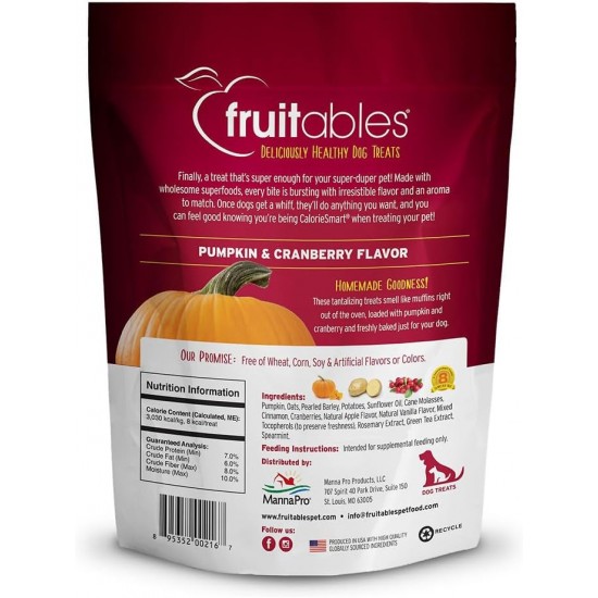 Fruitables Pumpkin & Apple Crunchy Dog Treats 1-7 oz Pouch Fruitables Pumpkin & Apple Crunchy Dog Treats 1-7 oz Pouch