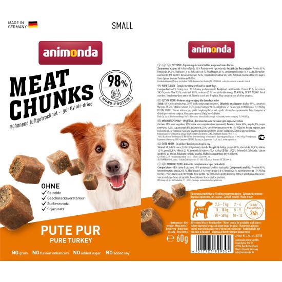 Grancarno Meat Chunks Ente pur (60g), purer Fleisch Premium Hundesnack von animonda für kleine Erwachsene Hunde, getreidefreie Hundeleckerlis für ausgewachsene Hunde Grancarno Meat Chunks Ente pur (60g), purer Fleisch Premium Hundesnack von animonda für kleine Erwachsene Hunde, getreidefreie Hundeleckerlis für ausgewachsene Hunde