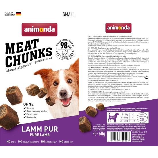 Grancarno Meat Chunks Ente pur (60g), purer Fleisch Premium Hundesnack von animonda für kleine Erwachsene Hunde, getreidefreie Hundeleckerlis für ausgewachsene Hunde Grancarno Meat Chunks Ente pur (60g), purer Fleisch Premium Hundesnack von animonda für kleine Erwachsene Hunde, getreidefreie Hundeleckerlis für ausgewachsene Hunde