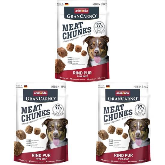 Grancarno Meat Chunks Ente pur (60g), purer Fleisch Premium Hundesnack von animonda für kleine Erwachsene Hunde, getreidefreie Hundeleckerlis für ausgewachsene Hunde Grancarno Meat Chunks Ente pur (60g), purer Fleisch Premium Hundesnack von animonda für kleine Erwachsene Hunde, getreidefreie Hundeleckerlis für ausgewachsene Hunde