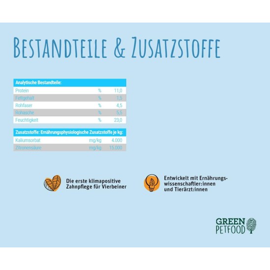 Green Petfood VeggieDog Denties (13 x 180 g) | Adult | Premium Chew Snack for Dogs | Tapioca & Potato | Treat, Snack & Dental Care in One | Vegan | Grain-Free | Supplementary Food | Pack of 13 Green Petfood VeggieDog Denties (13 x 180 g) | Adult | Premium Chew Snack for Dogs | Tapioca & Potato | Treat, Snack & Dental Care in One | Vegan | Grain-Free | Supplementary Food | Pack of 13