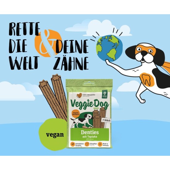 Green Petfood VeggieDog Denties (13 x 180 g) | Adult | Premium Chew Snack for Dogs | Tapioca & Potato | Treat, Snack & Dental Care in One | Vegan | Grain-Free | Supplementary Food | Pack of 13 Green Petfood VeggieDog Denties (13 x 180 g) | Adult | Premium Chew Snack for Dogs | Tapioca & Potato | Treat, Snack & Dental Care in One | Vegan | Grain-Free | Supplementary Food | Pack of 13