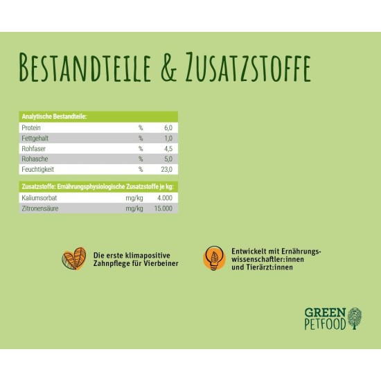 Green Petfood VeggieDog Denties (13 x 180 g) | Adult | Premium Chew Snack for Dogs | Tapioca & Potato | Treat, Snack & Dental Care in One | Vegan | Grain-Free | Supplementary Food | Pack of 13 Green Petfood VeggieDog Denties (13 x 180 g) | Adult | Premium Chew Snack for Dogs | Tapioca & Potato | Treat, Snack & Dental Care in One | Vegan | Grain-Free | Supplementary Food | Pack of 13