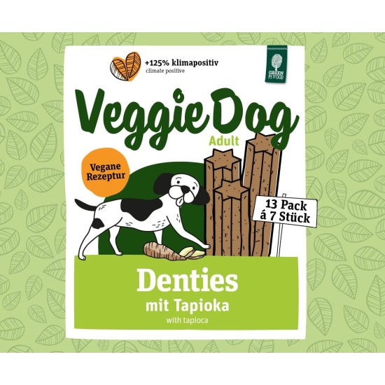 Green Petfood VeggieDog Denties (13 x 180 g) | Adult | Premium Chew Snack for Dogs | Tapioca & Potato | Treat, Snack & Dental Care in One | Vegan | Grain-Free | Supplementary Food | Pack of 13 Green Petfood VeggieDog Denties (13 x 180 g) | Adult | Premium Chew Snack for Dogs | Tapioca & Potato | Treat, Snack & Dental Care in One | Vegan | Grain-Free | Supplementary Food | Pack of 13