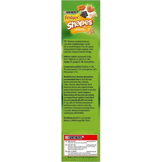 PURINA FRISKIES Shapes Snack for Dogs Adults Biscuits with Added Vitamins 8 Packs of 400 g PURINA FRISKIES Shapes Snack for Dogs Adults Biscuits with Added Vitamins 8 Packs of 400 g