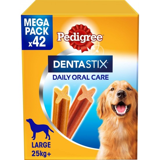 Pedigree Dentastix Oral Hygiene Snack Large Dog + 25kg Storage Pack, 42 Sticks - 1620g Pedigree Dentastix Oral Hygiene Snack Large Dog + 25kg Storage Pack, 42 Sticks - 1620g