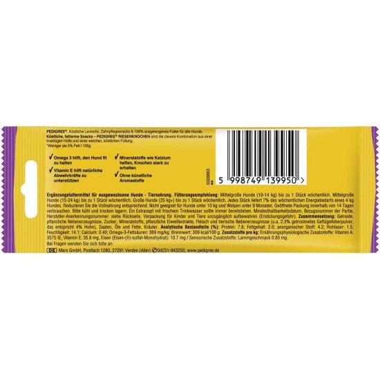 Pedigree Dog Treats, Giant Bone for Small, Medium or Large Dogs, Various Flavours. Pedigree Dog Treats, Giant Bone for Small, Medium or Large Dogs, Various Flavours.