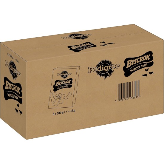 Pedigree Hundesnacks Biscrok Multi Mix, 6er Pack, 6x500g – Knusprige Leckerlis als Hundekeks in 3 Geschmacksrichtungen, ideal für das Training oder für zwischendurch Pedigree Hundesnacks Biscrok Multi Mix, 6er Pack, 6x500g – Knusprige Leckerlis als Hundekeks in 3 Geschmacksrichtungen, ideal für das Training oder für zwischendurch