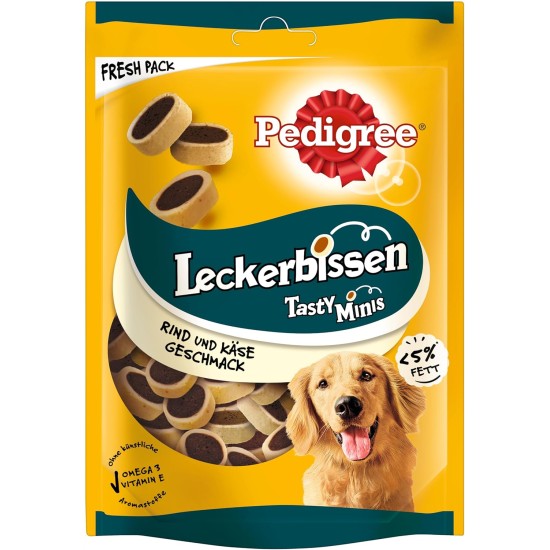 Pedigree Hundesnacks Leckerbissen Mini–Happen, 6er Pack, 6x140g – Hundekekse mit Rind– und Käsegeschmack, ideal für das Training oder für zwischendurch Pedigree Hundesnacks Leckerbissen Mini–Happen, 6er Pack, 6x140g – Hundekekse mit Rind– und Käsegeschmack, ideal für das Training oder für zwischendurch