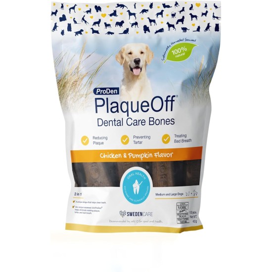 ProDen PlaqueOff 13 Dental Bones for Medium and Large Dogs - Removes Tartar, Improves Overall Oral Health (13, Chicken) ProDen PlaqueOff 13 Dental Bones for Medium and Large Dogs - Removes Tartar, Improves Overall Oral Health (13, Chicken)