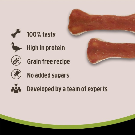 Rosewood Beef Skin Chew Bone with Duck Flavour for Small Dogs - Grain-Free and Gluten-Free Dental Care Snacks, No Artificial Additives, 80 g Rosewood Beef Skin Chew Bone with Duck Flavour for Small Dogs - Grain-Free and Gluten-Free Dental Care Snacks, No Artificial Additives, 80 g