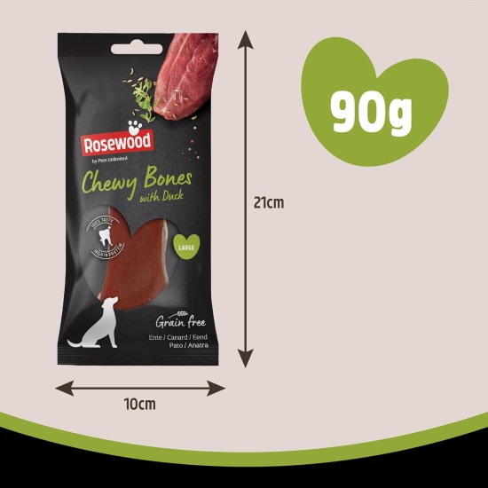 Rosewood Beef Skin Chew Bone with Duck Flavour for Small Dogs - Grain-Free and Gluten-Free Dental Care Snacks, No Artificial Additives, 80 g Rosewood Beef Skin Chew Bone with Duck Flavour for Small Dogs - Grain-Free and Gluten-Free Dental Care Snacks, No Artificial Additives, 80 g