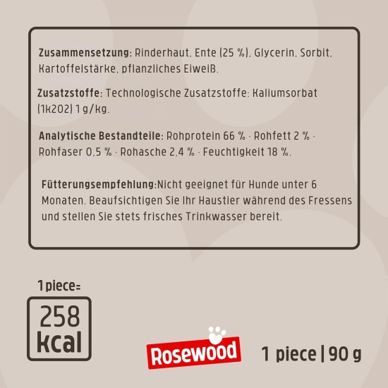 Rosewood Chewy Bones - Beef Skin Chew Bone with Duck Flavour for Small Dogs - Grain-Free and Gluten-Free Dental Care Snacks, No Artificial Additives, 80 g Rosewood Chewy Bones - Beef Skin Chew Bone with Duck Flavour for Small Dogs - Grain-Free and Gluten-Free Dental Care Snacks, No Artificial Additives, 80 g
