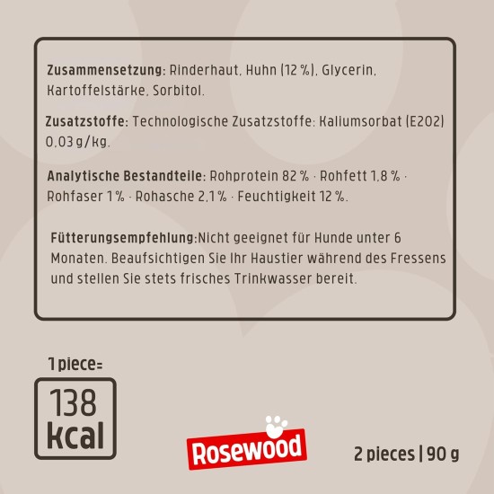 Rosewood Trio Bones with Chicken - Cattle Skin Dental Chew Bones - Grain & Gluten Free, No Artificial Additives - 90g Rosewood Trio Bones with Chicken - Cattle Skin Dental Chew Bones - Grain & Gluten Free, No Artificial Additives - 90g