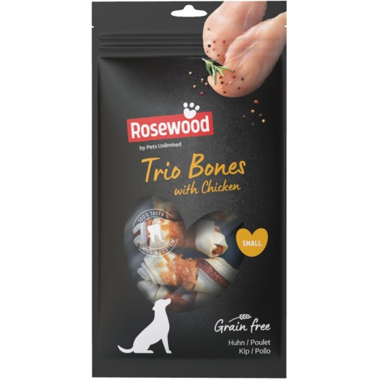 Rosewood Trio Chicken Chew Sticks for Small Dogs - Beef Skin Treats with Chicken, Dental Care, Grain and Gluten Free, No Artificial Additives, 80 g Rosewood Trio Chicken Chew Sticks for Small Dogs - Beef Skin Treats with Chicken, Dental Care, Grain and Gluten Free, No Artificial Additives, 80 g