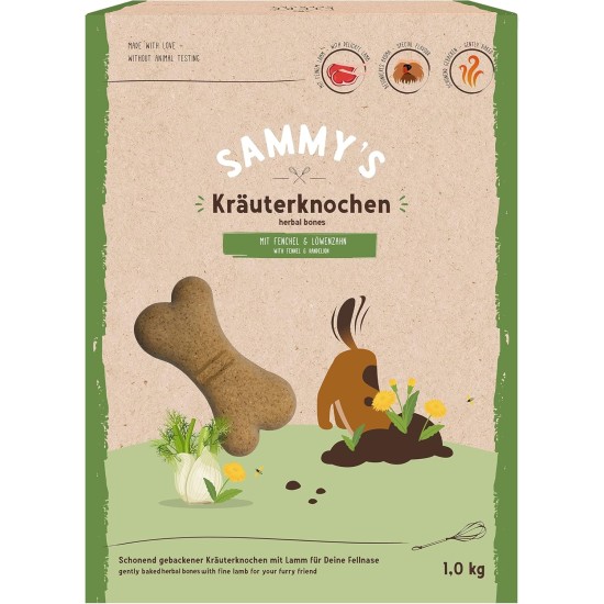 Sammy's Herb Bones, Gently Baked Dog Snacks, Herb Bones with Fine Lamb, 1 kg Sammy's Herb Bones, Gently Baked Dog Snacks, Herb Bones with Fine Lamb, 1 kg
