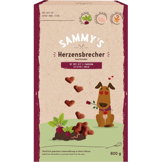 Sammy´s Herzensbrecher | Fein gebackene Snacks für Hunde | Mit Rote Bete & Löwenzahn | 1 x 800 g Sammy´s Herzensbrecher | Fein gebackene Snacks für Hunde | Mit Rote Bete & Löwenzahn | 1 x 800 g
