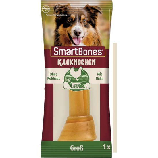 SmartBones Chew Bone Large - Chew Snack with Chicken for Large Dogs, Bones with Soft Texture, No Raw Skin, 1 Piece SmartBones Chew Bone Large - Chew Snack with Chicken for Large Dogs, Bones with Soft Texture, No Raw Skin, 1 Piece