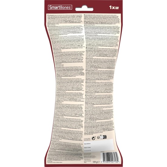SmartBones Chew Bone Large - Chew Snack with Chicken for Large Dogs, Bones with Soft Texture, No Raw Skin, 1 Piece SmartBones Chew Bone Large - Chew Snack with Chicken for Large Dogs, Bones with Soft Texture, No Raw Skin, 1 Piece