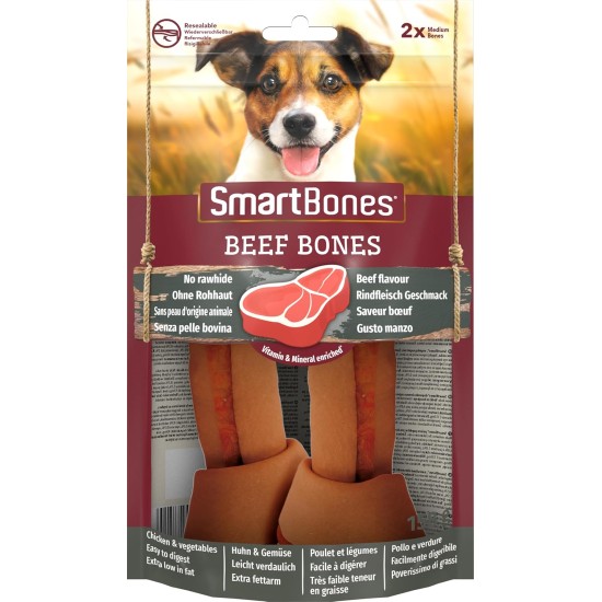 SmartBones Chew Bone Mini - Chew Snack with Beef Flavour for Small Dogs, Bones with Soft Texture, No Raw Skin, Pack of 8 SmartBones Chew Bone Mini - Chew Snack with Beef Flavour for Small Dogs, Bones with Soft Texture, No Raw Skin, Pack of 8
