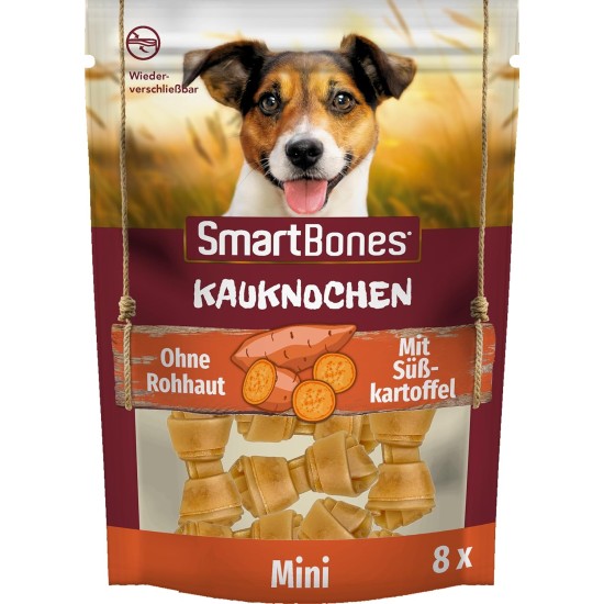 SmartBones Chew Bone Mini - Chew Snack with Sweet Potato for Small Dogs, Soft Texture Bone, No Rawhide - Pack of 8 SmartBones Chew Bone Mini - Chew Snack with Sweet Potato for Small Dogs, Soft Texture Bone, No Rawhide - Pack of 8