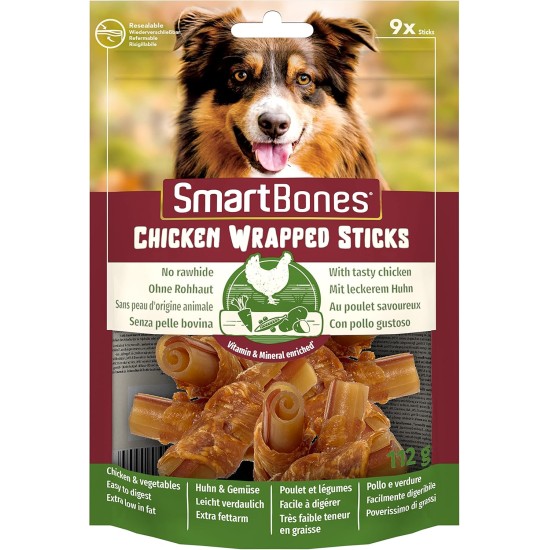 SmartBones Chicken Wrapped Sticks Medium - Hundesnack mit Huhn für mittelgroße Hunde, Kaustangen mit weicher Textur, ohne Rohhaut, 5 Stück SmartBones Chicken Wrapped Sticks Medium - Hundesnack mit Huhn für mittelgroße Hunde, Kaustangen mit weicher Textur, ohne Rohhaut, 5 Stück