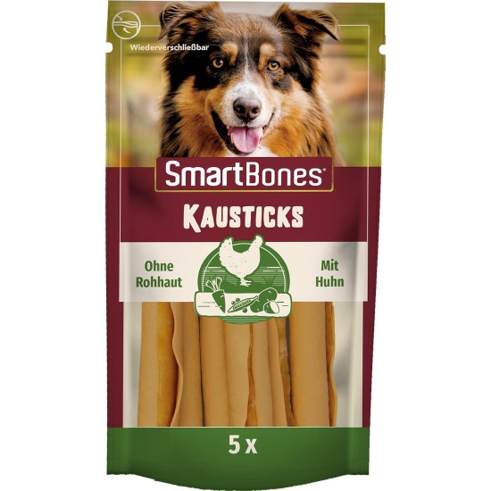 SmartBones Chicken Wrapped Sticks Medium - Hundesnack mit Huhn für mittelgroße Hunde, Kaustangen mit weicher Textur, ohne Rohhaut, 5 Stück SmartBones Chicken Wrapped Sticks Medium - Hundesnack mit Huhn für mittelgroße Hunde, Kaustangen mit weicher Textur, ohne Rohhaut, 5 Stück
