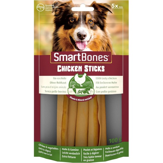 SmartBones Chicken Wrapped Sticks Medium - Hundesnack mit Huhn für mittelgroße Hunde, Kaustangen mit weicher Textur, ohne Rohhaut, 5 Stück SmartBones Chicken Wrapped Sticks Medium - Hundesnack mit Huhn für mittelgroße Hunde, Kaustangen mit weicher Textur, ohne Rohhaut, 5 Stück