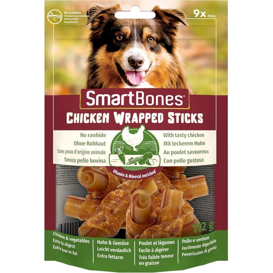 SmartBones Chicken Wrapped Sticks Mini - Hundesnack mit Huhn für kleine Hunde, Kaustangen mit weicher Textur, ohne Rohhaut, 9 Stück SmartBones Chicken Wrapped Sticks Mini - Hundesnack mit Huhn für kleine Hunde, Kaustangen mit weicher Textur, ohne Rohhaut, 9 Stück