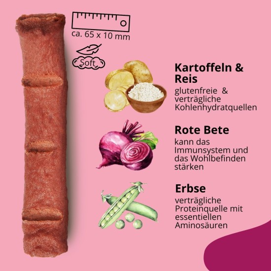 Softer Hundeleckerli mit Roter Bete 60g, Hundesnack, Dog Treats, Hypoallergen, Vegan, Ohne Zucker, mit Hochwertigen Rohstoffen Softer Hundeleckerli mit Roter Bete 60g, Hundesnack, Dog Treats, Hypoallergen, Vegan, Ohne Zucker, mit Hochwertigen Rohstoffen