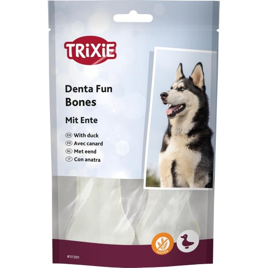 Trixie Denta Fun Chewing Bone with Duck Filling, 120 g, Pack of 10, Total of 20 Bones Trixie Denta Fun Chewing Bone with Duck Filling, 120 g, Pack of 10, Total of 20 Bones