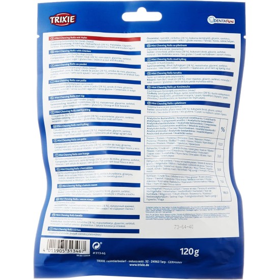 Trixie Denta Fun Chicken Chewing Rolls, 31378 , 12 cm, 30 Pieces, 240 g Trixie Denta Fun Chicken Chewing Rolls, 31378 , 12 cm, 30 Pieces, 240 g