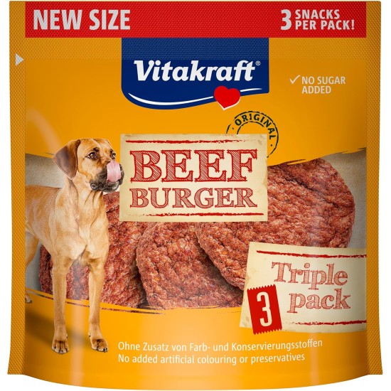 Vitakraft Beef Burger, Dog Treats, for in Between and on the Go, No Added Sugar (1 x 27 g) Vitakraft Beef Burger, Dog Treats, for in Between and on the Go, No Added Sugar (1 x 27 g)