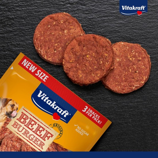 Vitakraft Beef Burger, Dog Treats, for in Between and on the Go, No Added Sugar (1 x 27 g) Vitakraft Beef Burger, Dog Treats, for in Between and on the Go, No Added Sugar (1 x 27 g)
